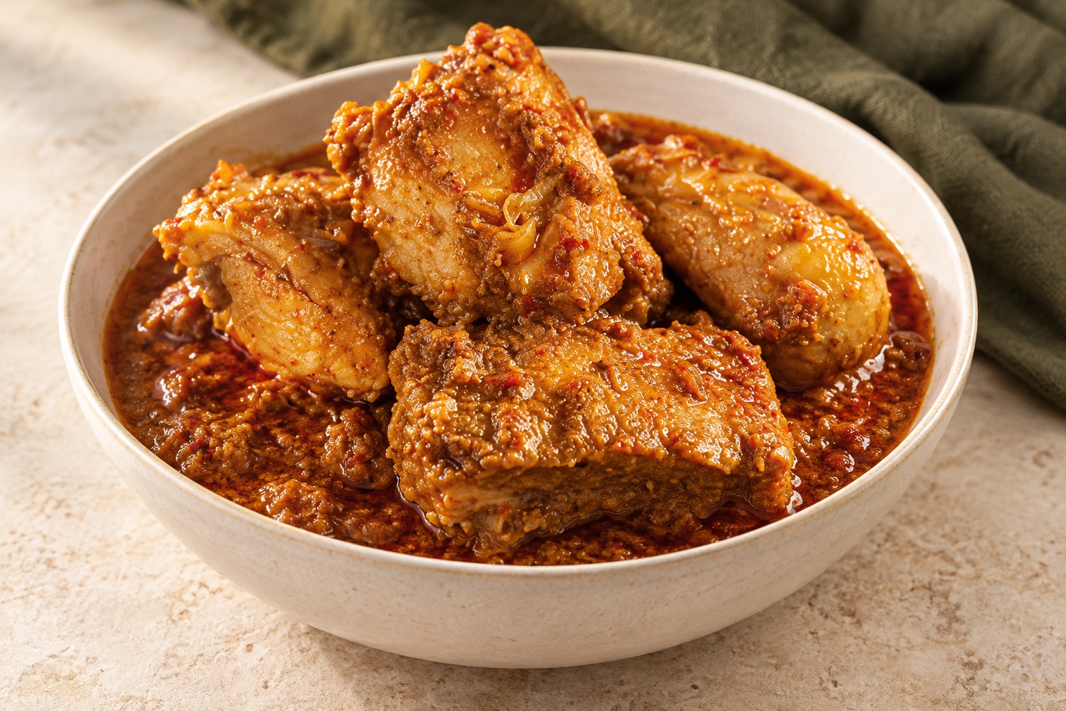 Illustrative white rendang chicken concept